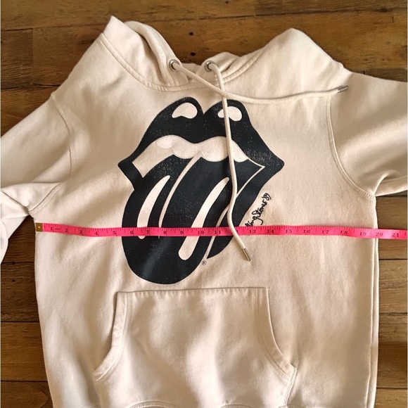H&M ROLLING STONES Cream and black logo hoodie w/kangaroo pockets Embroidered S - Picture 7 of 10